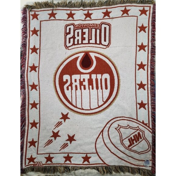 Vintage Oilers Hockey Northwest Company Throw Blanket 56"x44" NHL - Picture 5 of 9